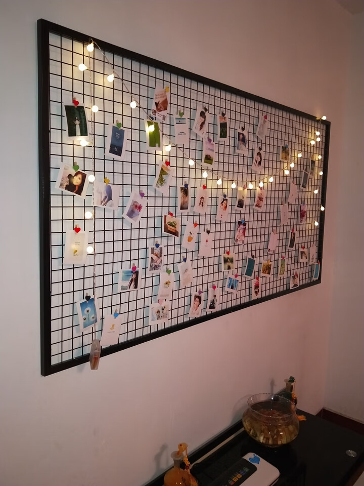 顺丰铁艺网格照片墙居家装饰简约墙挂现代创意相框北欧壁饰粉色大号80