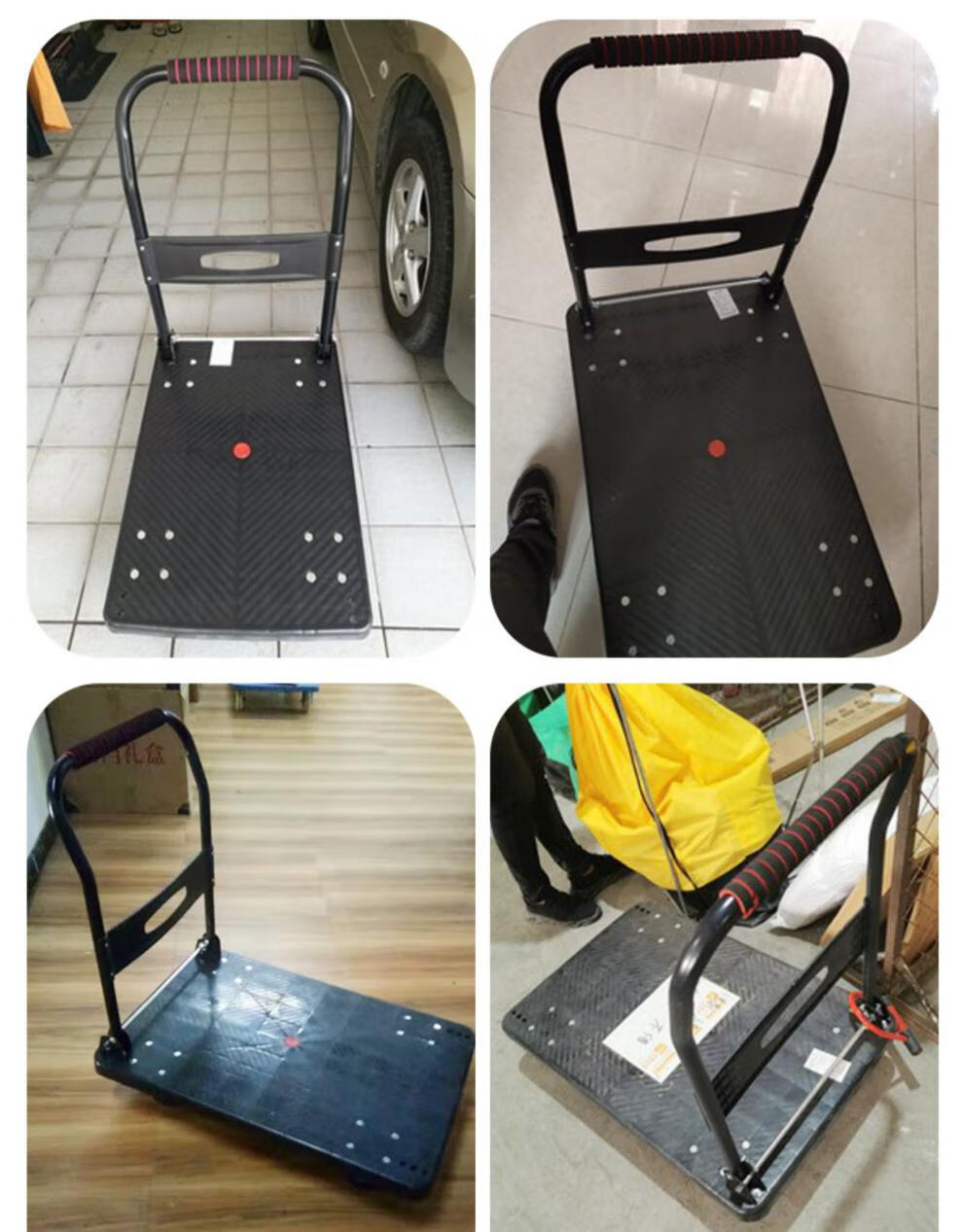 小推车拉货拖车折叠平板车家用手拉车拖板车快递手推车搬运车的 黑