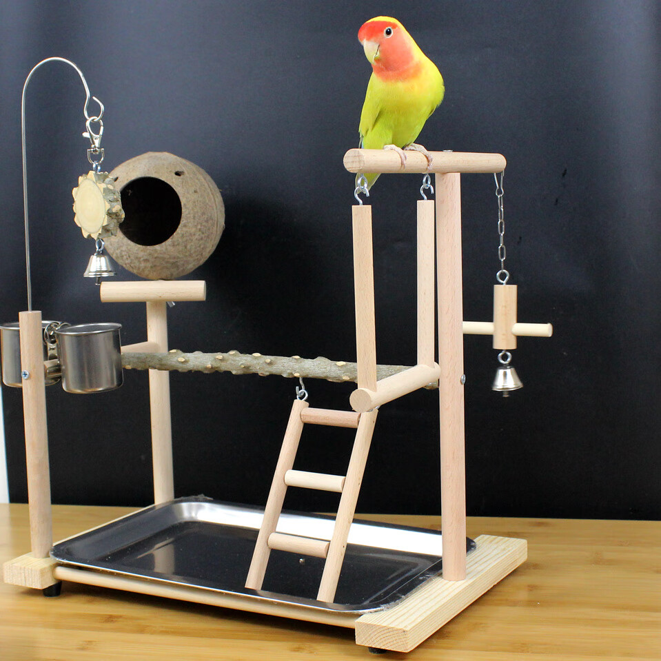 虎皮牡丹专用花椒木游乐场鹦鹉站架椰壳鸟窝鸟架子秋千啃咬玩具 花椒