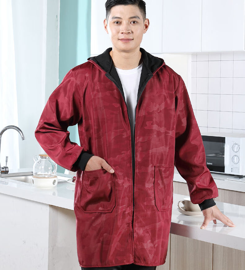 蔻梅罩衣男冬天加绒加厚防水干活耐脏成人长袖男士工作服防水防油免洗