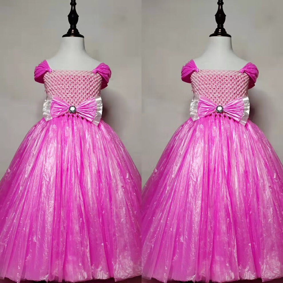 环保时装秀女孩环保服装儿童时装秀手工diy材料包幼儿亲子走秀白雪