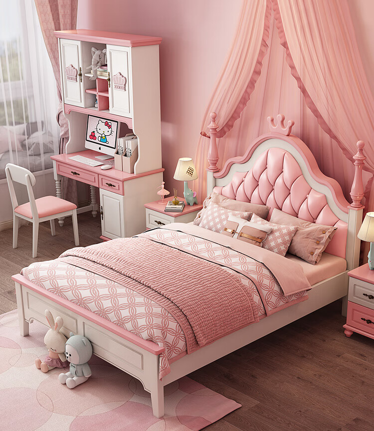 ‼️床公主床1.5单人床少女高箱床青少年家具组合套装 米奇单床(