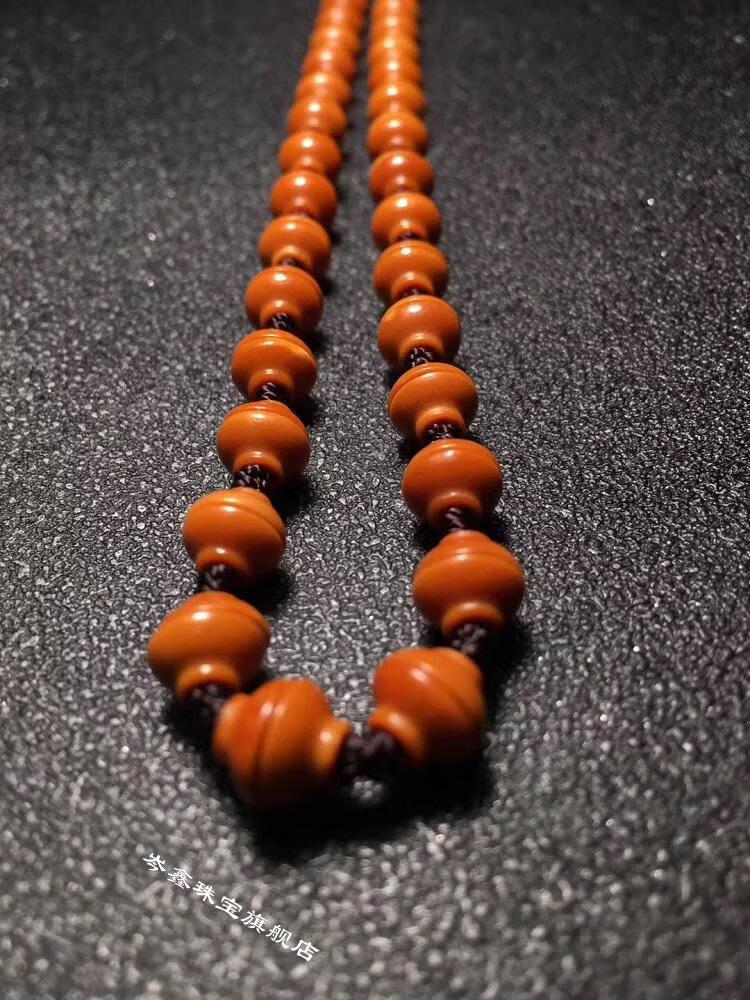 橄榄核金饭碗编制长串项链脖挂绳橄榄胡链子男女款文玩配饰黑线7mm