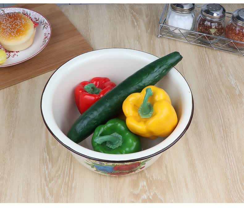 珐琅搪瓷盆深凉拌菜搅拌盆拌碗水果沙拉盆凉菜盆洗菜盆搪瓷加深盆2428