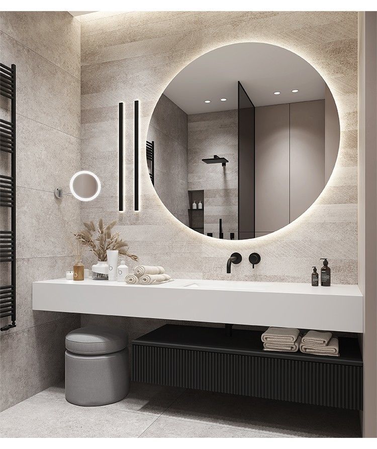 沃嘉岩板一体盆洗漱台卫生间洗脸盆组合橡木简约现代卫浴浴室柜实木柜