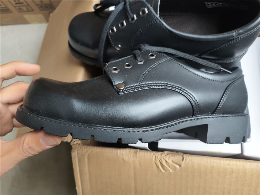 02士兵皮鞋男士方头低腰厚底皮鞋带钢板钢头皮鞋老式退役皮鞋品质定制