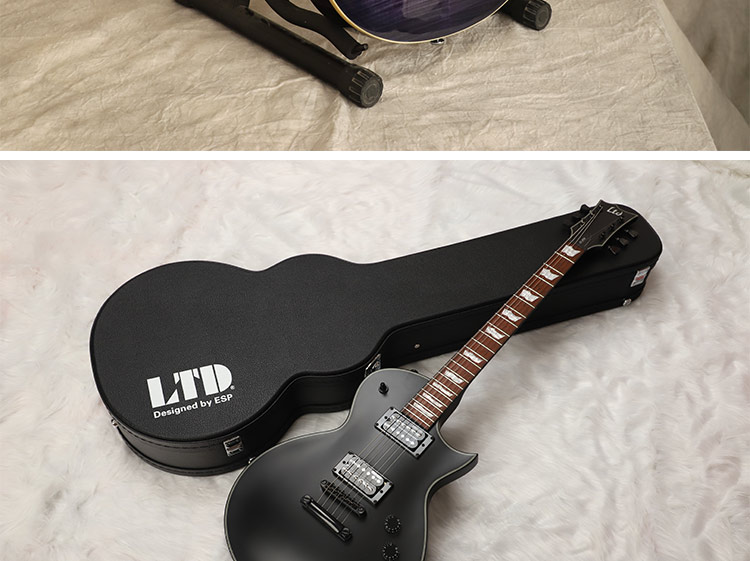 esp印尼产ltd金属摇滚单双摇lec256演出乐手mt130黑美人lp电吉他品质