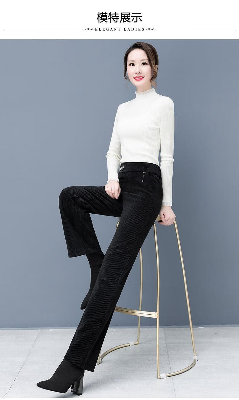 冬季女装加绒休闲裤灯芯绒阔腿裤女秋冬季年新款时尚高腰垂感休闲长裤