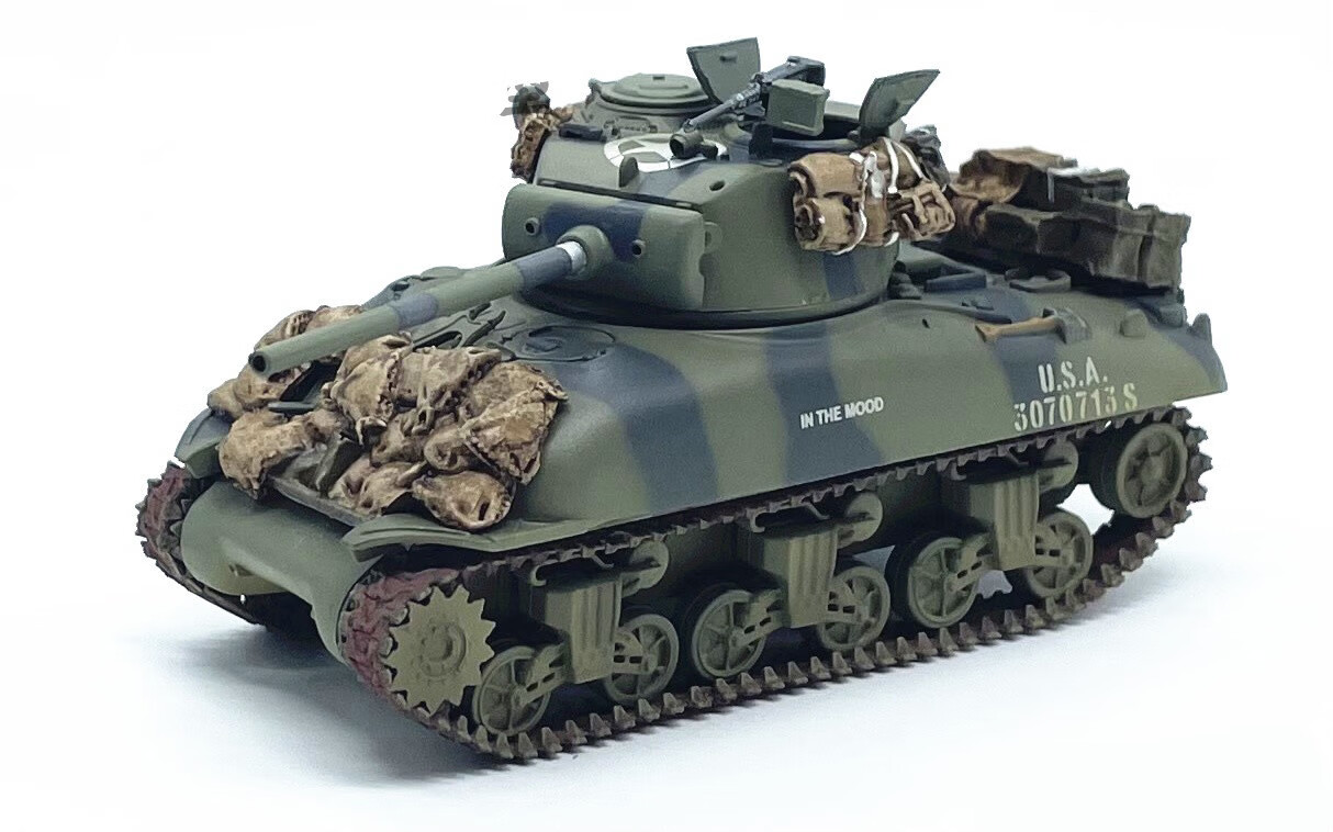 1:72美軍m4a1謝爾曼狂怒二戰坦克模型免膠分色完成品仿真模型【圖片