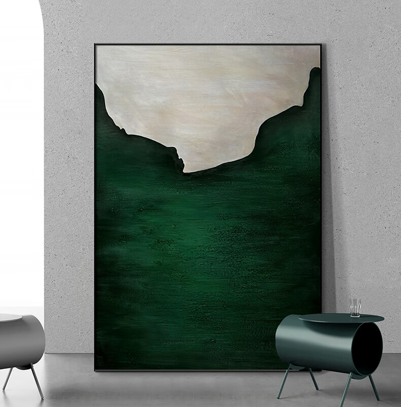 落地画客厅抽象装饰画绿色侘寂风现代轻奢大气沙发背景墙画挂画落地