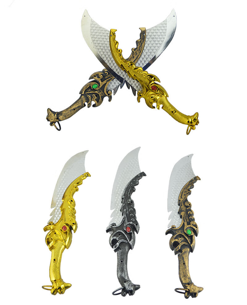 屠龙刀儿童玩具屠龙宝刀塑料男孩古铜色屠龙刀43cm金色屠龙刀