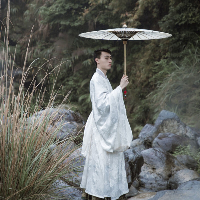 定做汉服明制广袖圆领袍传统暗纹提花中国风男女同款日常大放量夏