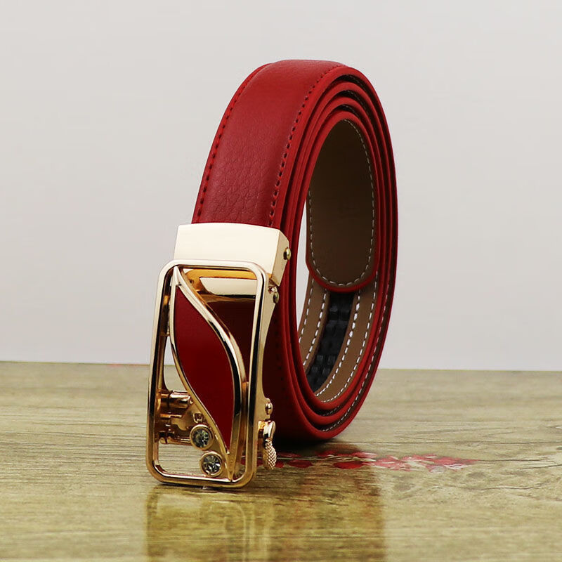 新年装皮带女简约潮搭裤带新款自动扣细款腰带时尚潮流女士皮带哈璐亚