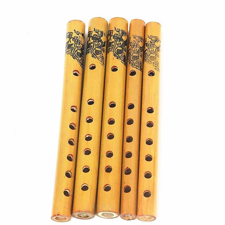 古典学生竹竖箫古典装饰笛短萧古风直竖小花萧黑色长竖笛长43cm