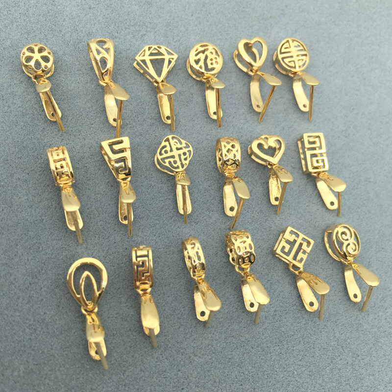 冰姿蔻18k金扣头玉坠吊坠扣子大号加厚瓜子扣翡翠扣au750卡项链扣头