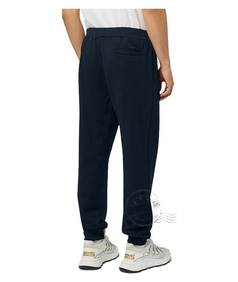 范思哲(versace)裤子男士回纹美杜莎印花团松紧腰运动休闲小脚裤 黑色