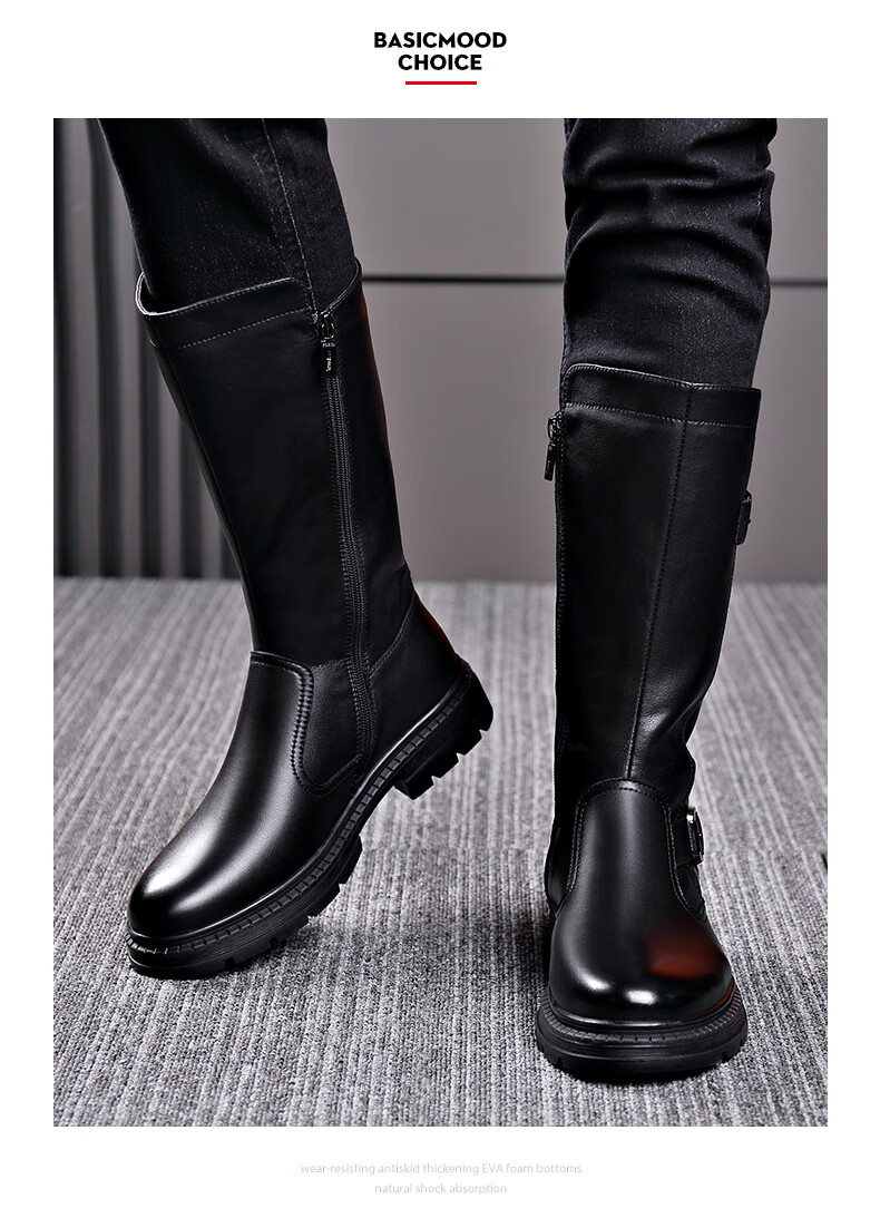 马靴男马靴男靴子高筒阅兵靴骑士皮靴男士冬季长靴长筒牛仔靴潮黑色