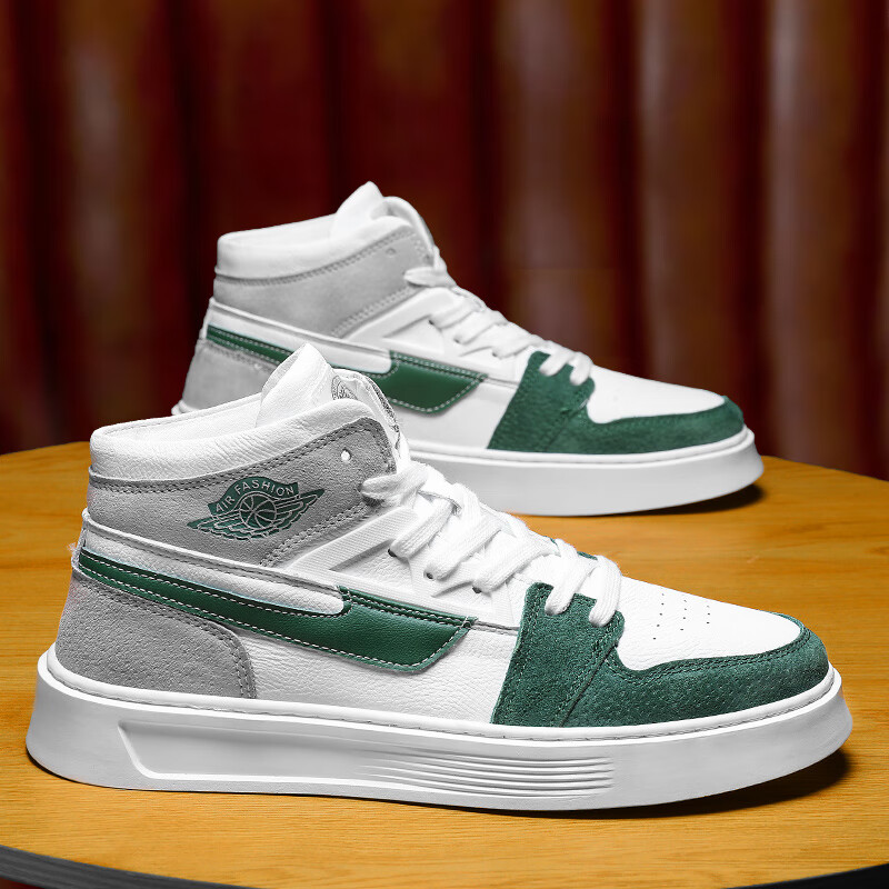 aj男鞋休闲运动空军一号高帮鞋2021年秋季新款百搭小白鞋防滑学生鞋子