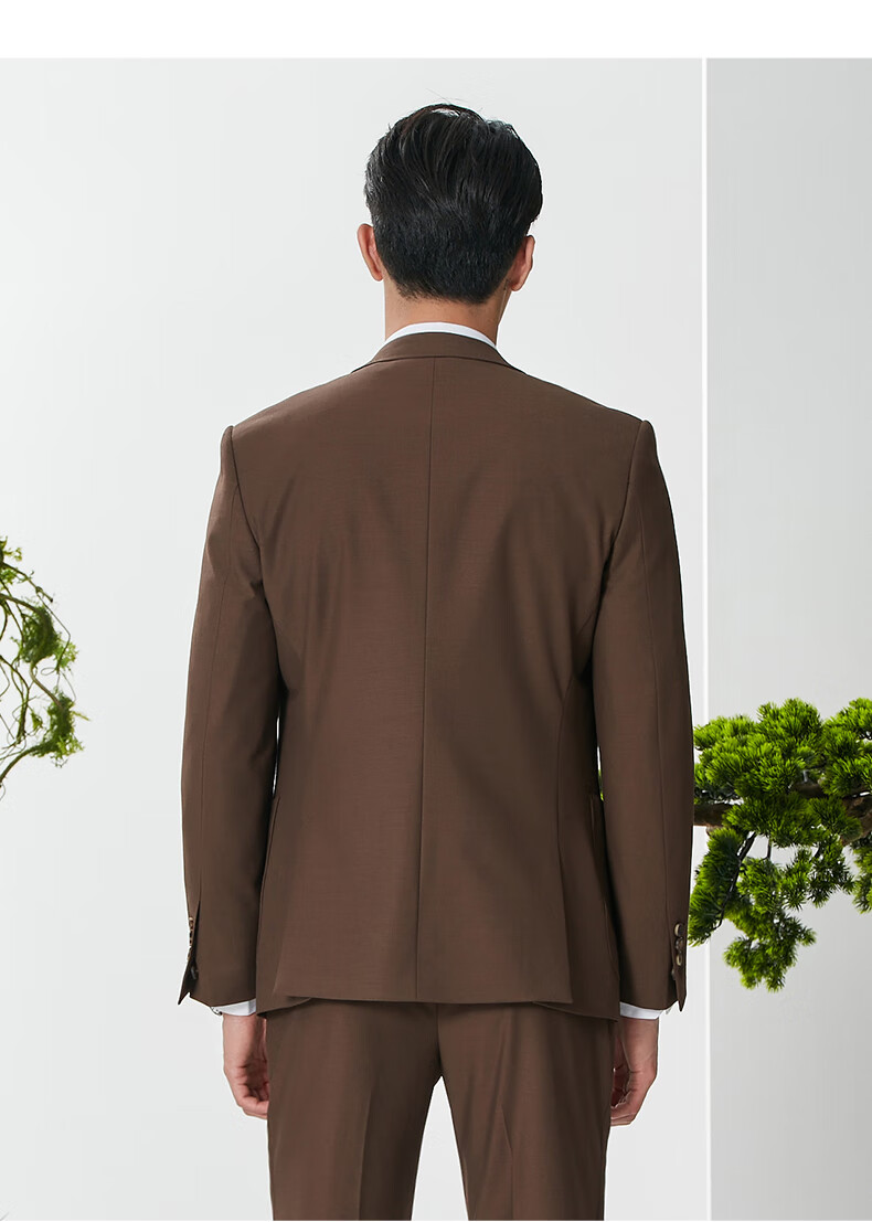 jdv男装商场同款2022春季新品褐色戗驳领真袖叉商务职场通勤西装咖啡