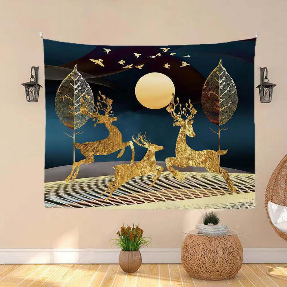 花仟陌背景墙挂布ins风挂毯墙面装饰网红卧室床头画布双象供莲宽40cm