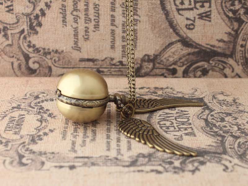 天南兄弟哈利波特周边鬼飞球游走球形怀表挂表链表带翅膀复古项链金色