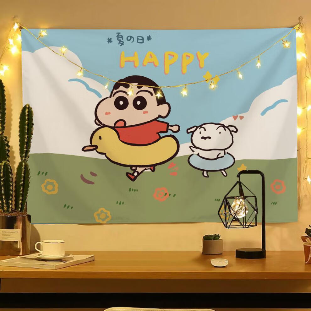 迪士尼卡通挂布背景布可爱蜡笔小新动漫网红宿舍床头装饰布改造布隔断