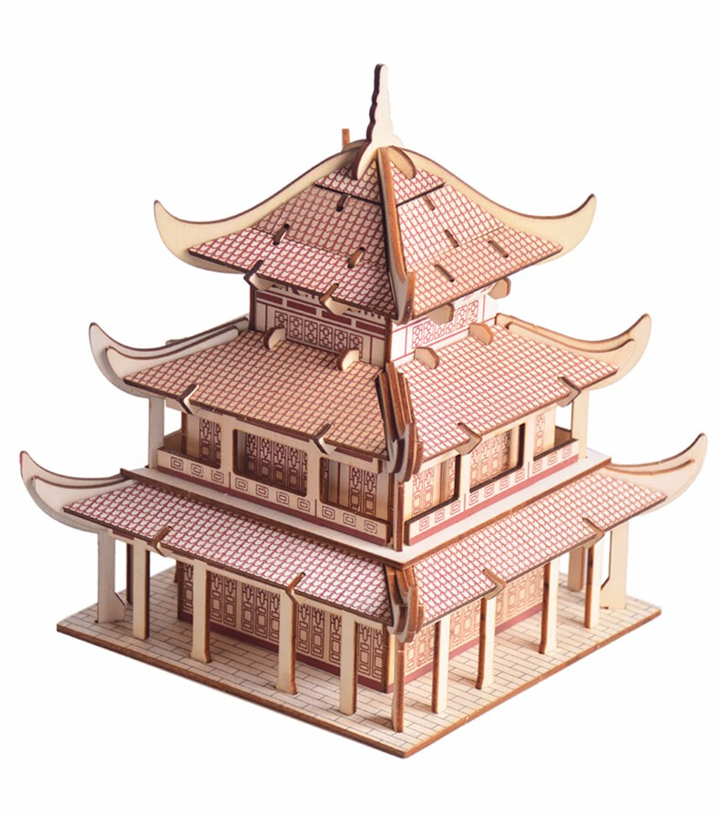 3d木质拼插立体拼图木制高难度中国传统古代建筑拼装仿真房子模型手工