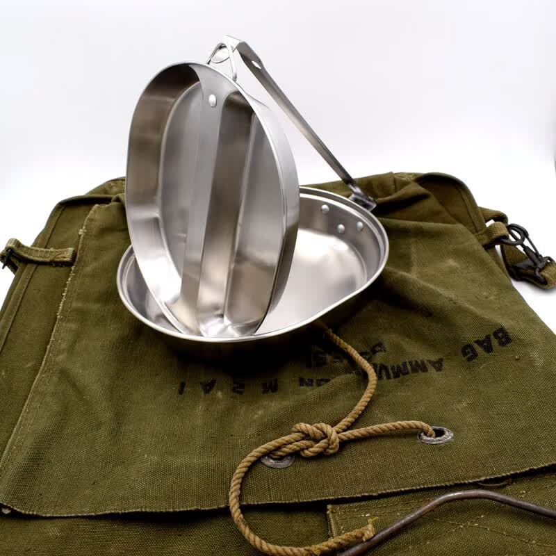 比心鼠 woug 单兵饭盒全新304德式不锈钢饭盒户外便携餐具单兵野战炊
