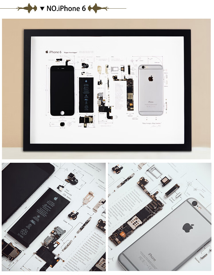 2022新款手机拆解装裱 手机拆解相框装裱成品苹果4手机拆机标本4分解