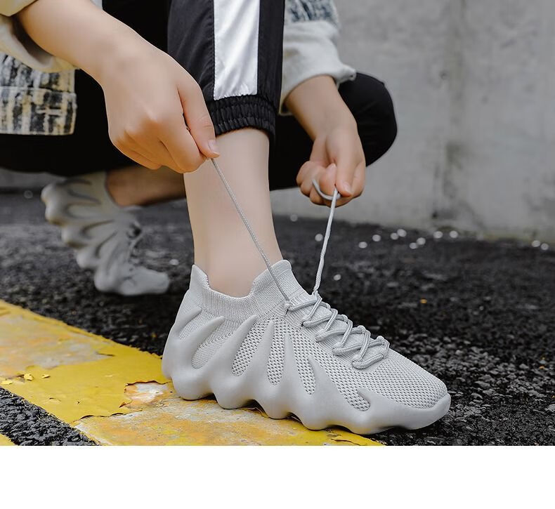 女士椰子鞋女椰子八爪鱼火山女单鞋夏季透气网面飞织小白鞋潮smvp黑色