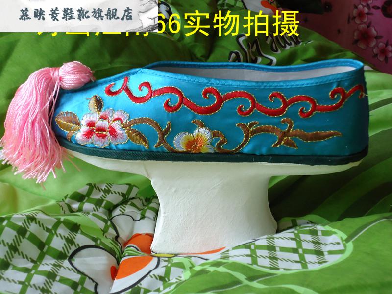 花盆底鞋古装单鞋格格鞋花盆底鞋甄嬛旗鞋清代女绣花鞋旗鞋红色鞋红色