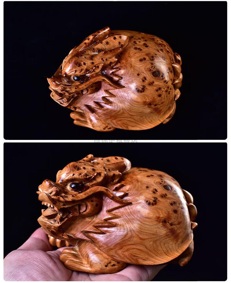 太行崖柏木雕龙龟摆件 满瘤疤雀眼手把件 高油性家居木质 工艺品 摆件