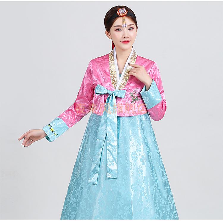 传统韩服古装女装朝鲜服族服装舞蹈演出服成人大长今宫廷礼服蓝色蓝衣