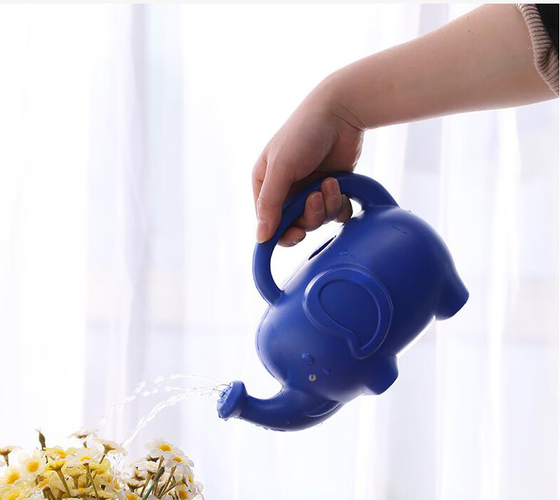 大象塑料洒水壶浇花壶淋水壶家用浇花喷壶长嘴喷壶小花洒瓶子绿色