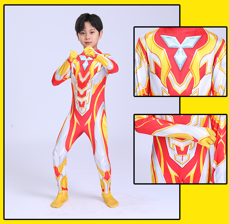 特利迦奥特曼衣服 迪迦紧身连体衣套装夏季特利迦男孩儿童衣服cos动漫