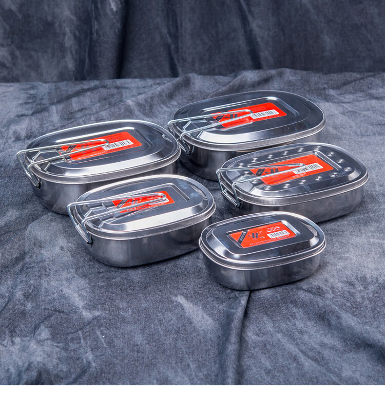 老式不锈钢饭盒蒸饭盒单层长方形带盖便当盒学生大容积食堂员工快餐盒