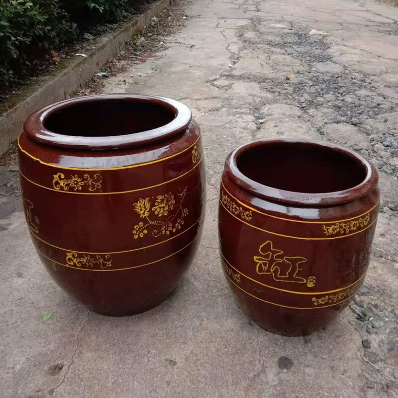 腌菜缸咸菜缸水缸发酵缸粗陶酱缸储米缸咸菜缸泡菜缸腌菜腌肉瓦缸荷花