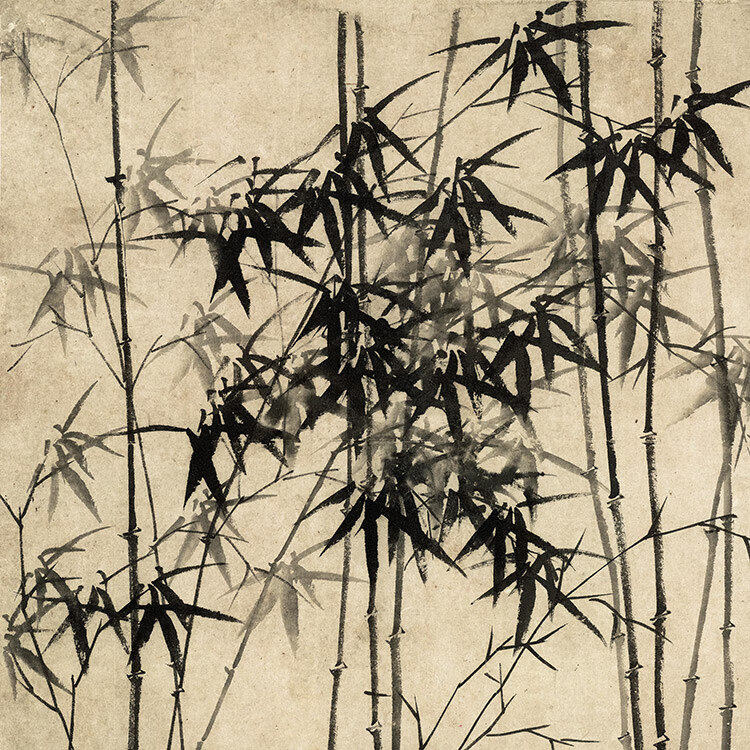 郑板桥竹子国画仿古名画新中式客厅墙面装饰画办公室书房横版挂画郑