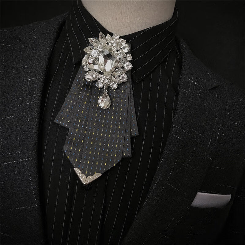 hnxc新品蝴蝶结男新款男士正装钻石领结新郎伴郎婚礼制服结婚领带英伦