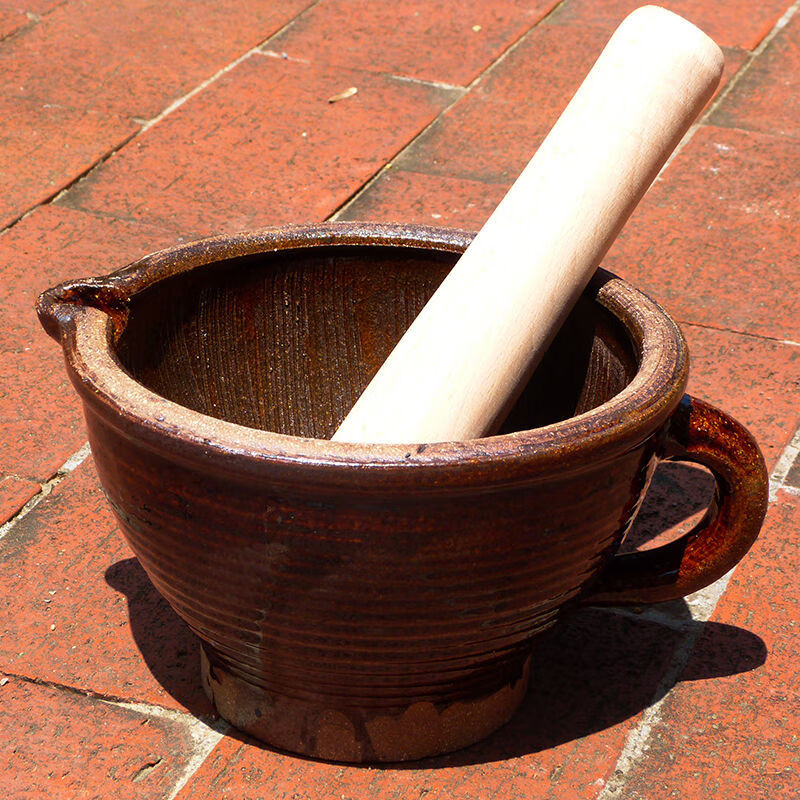 老式擂钵擂辣椒家用老式捣碎器擂米糊擂茶钵手工中药研磨碗陶瓷捣蒜器
