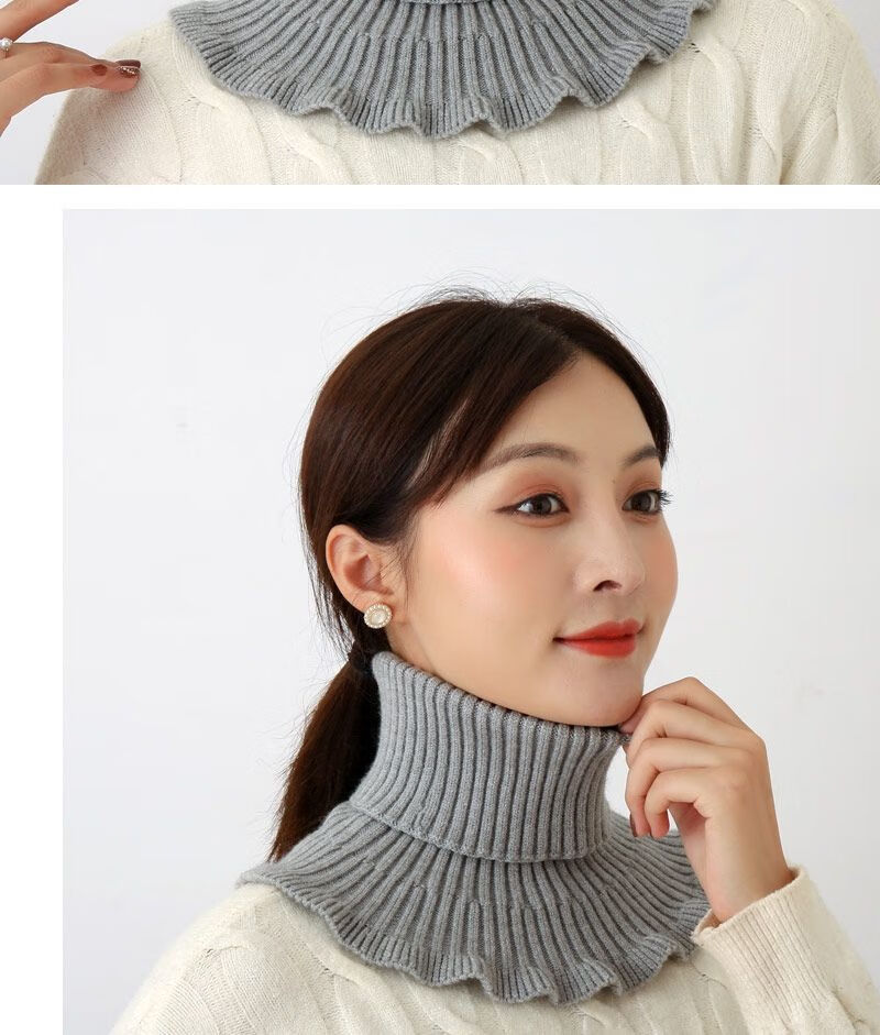桑雀秋冬季假领子女士百搭针织毛线围脖多功能高领护颈椎脖子保暖假领