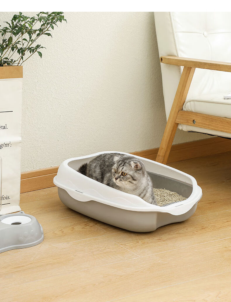 猫砂盆防外溅猫厕所幼猫成猫屎盆除臭半封闭式大号猫沙盆猫咪用品奶油