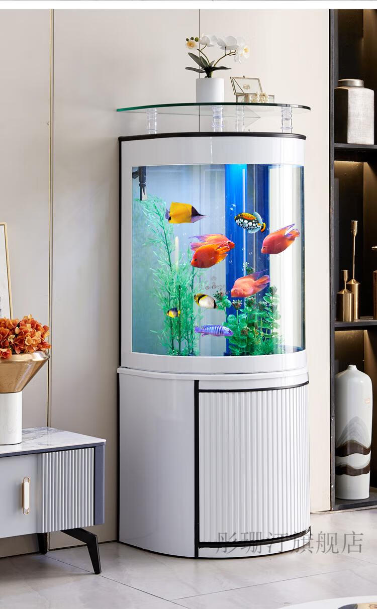 半圆鱼缸水族箱中小型 轻奢半圆金鱼缸客厅中型家用靠墙玻璃缸免换水