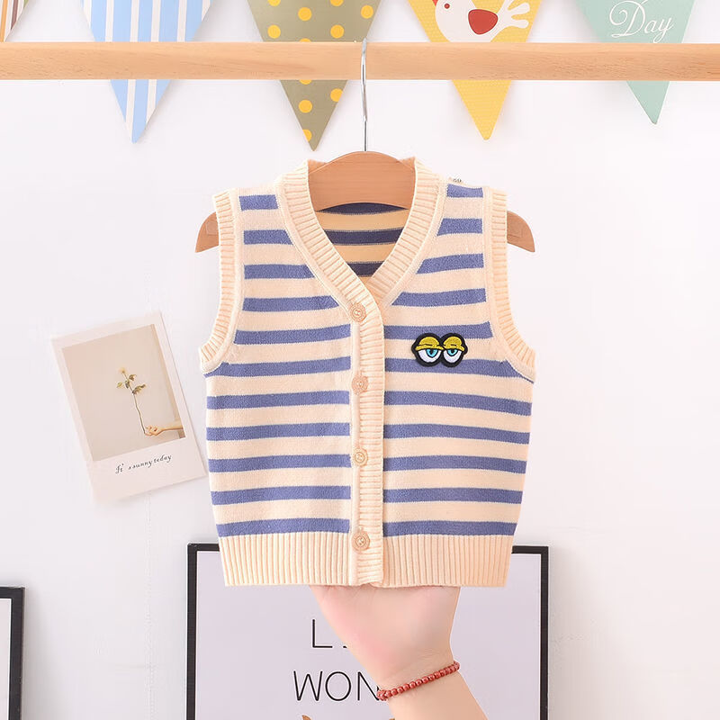 桐乐歌婴儿马甲秋冬纯棉毛线背心男女宝宝针织衫新生儿开衫马夹坎肩