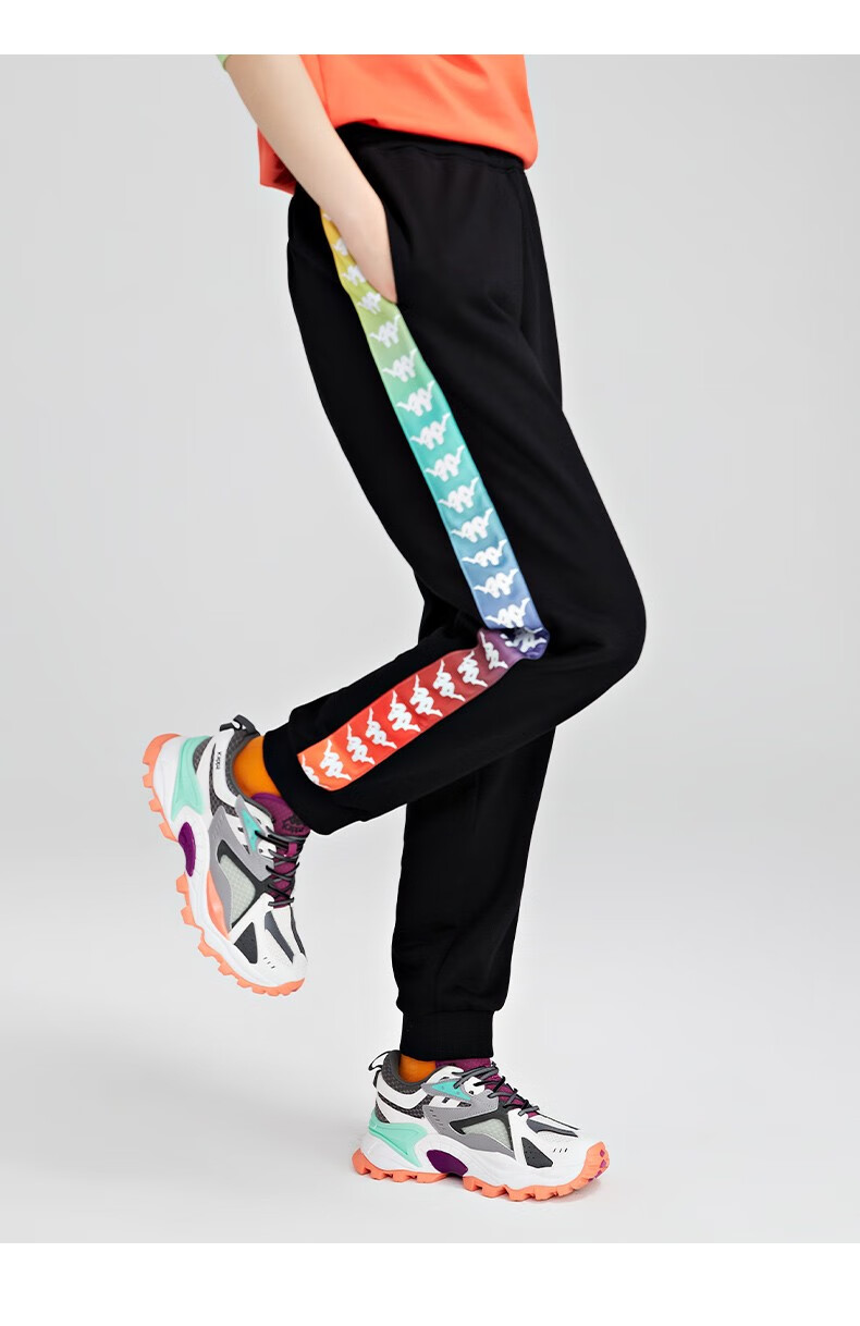 kappa卡帕串标运动裤2021新款女针织长裤休闲小脚卫裤漂白001m