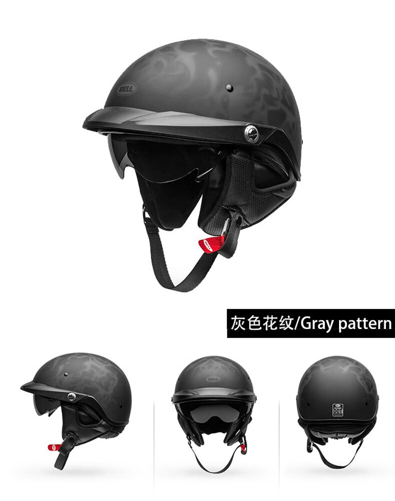 复古哈雷水瓢盔摩托车头盔男女夏季骑行半盔机车瓢盔轻便pitboss亮