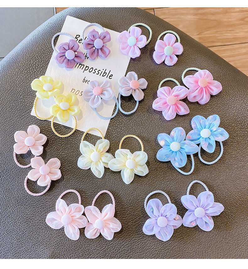 龙姑娘儿童韩国五瓣花发圈网红公主不伤发扎头绳女童卡通小皮筋头绳