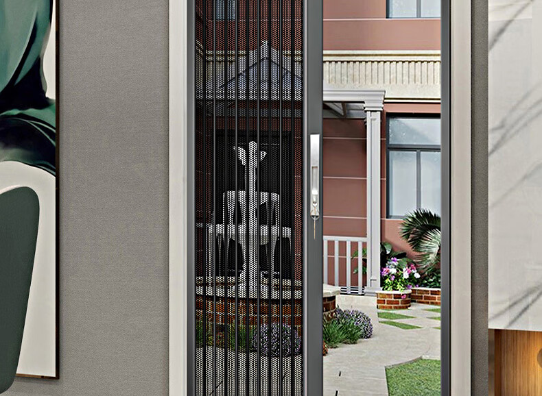 金刚网纱窗门家用铝合金隐形纱门伸缩推拉式防盗门无轨折叠防蚊门低轨