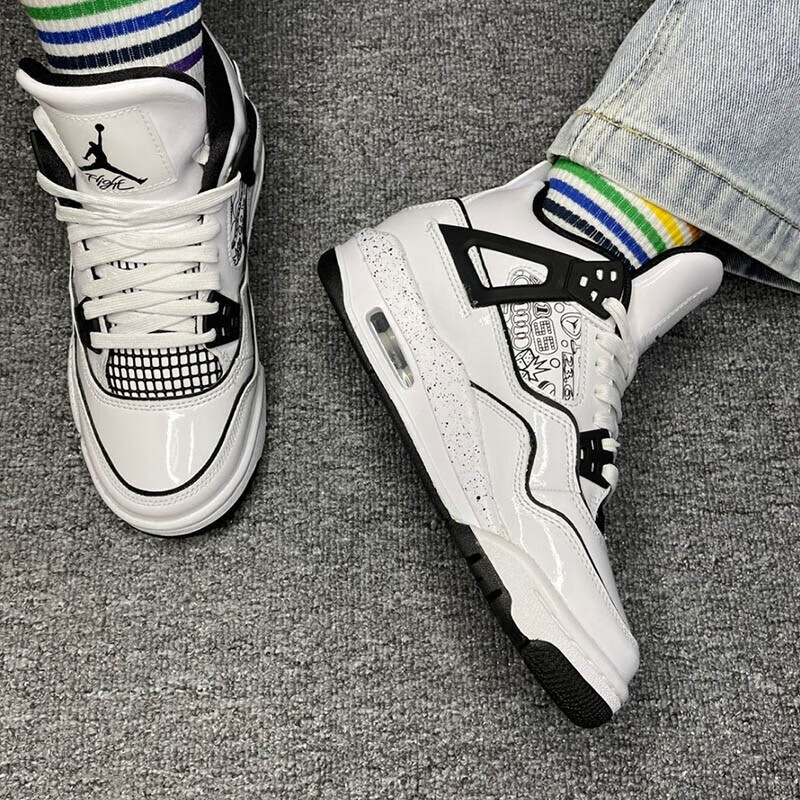 nike耐克女鞋airjordan4aj4gs手绘涂鸦休闲篮球鞋dc4101100dc4101100