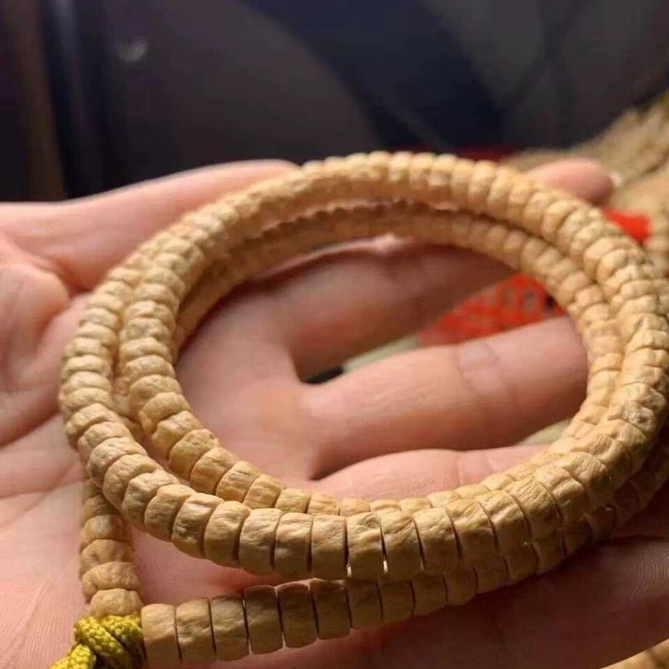 一北 西藏热振寺药片 百香籽菩提原皮原色 柏香籽顺纹佛珠 108颗文玩